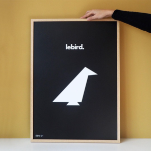 Affiche Noire lebird. Blanc 50x70cm
