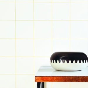 (NEW) Papier Peint Blanc à grands carreaux JAUNE