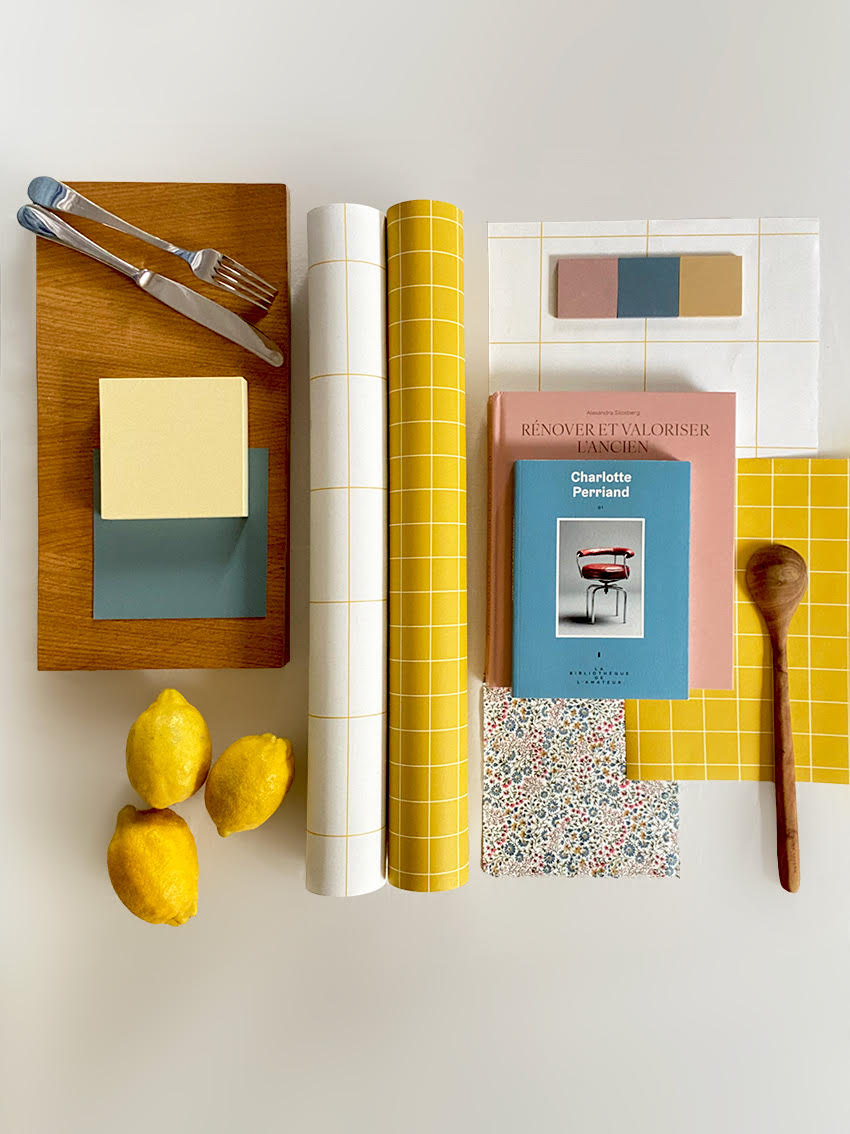 Papier Peint JAUNE à petits carreaux blancs – Image 3